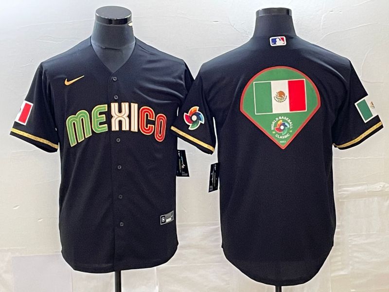 Men 2023 World Cub Mexico Blank Black gold Nike MLB Jersey10